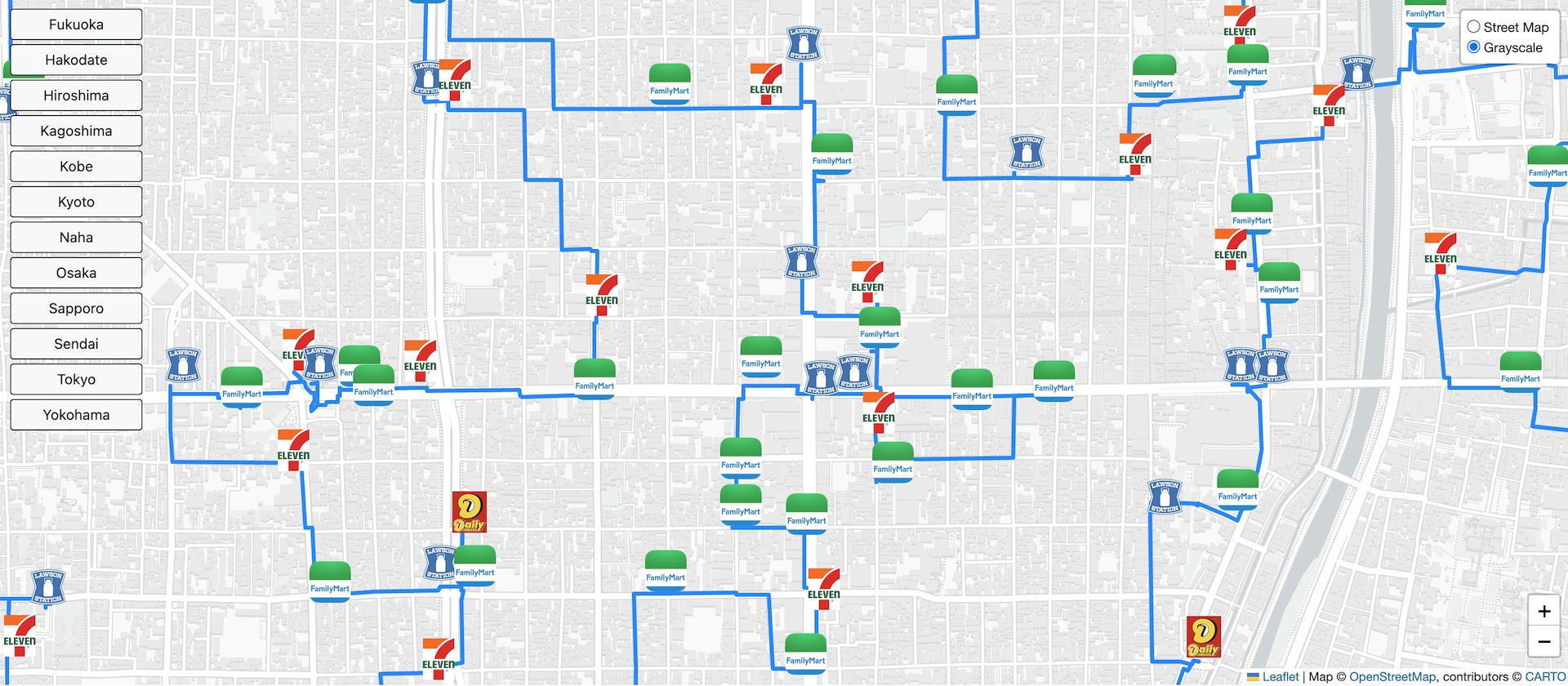 Screenshot of city map