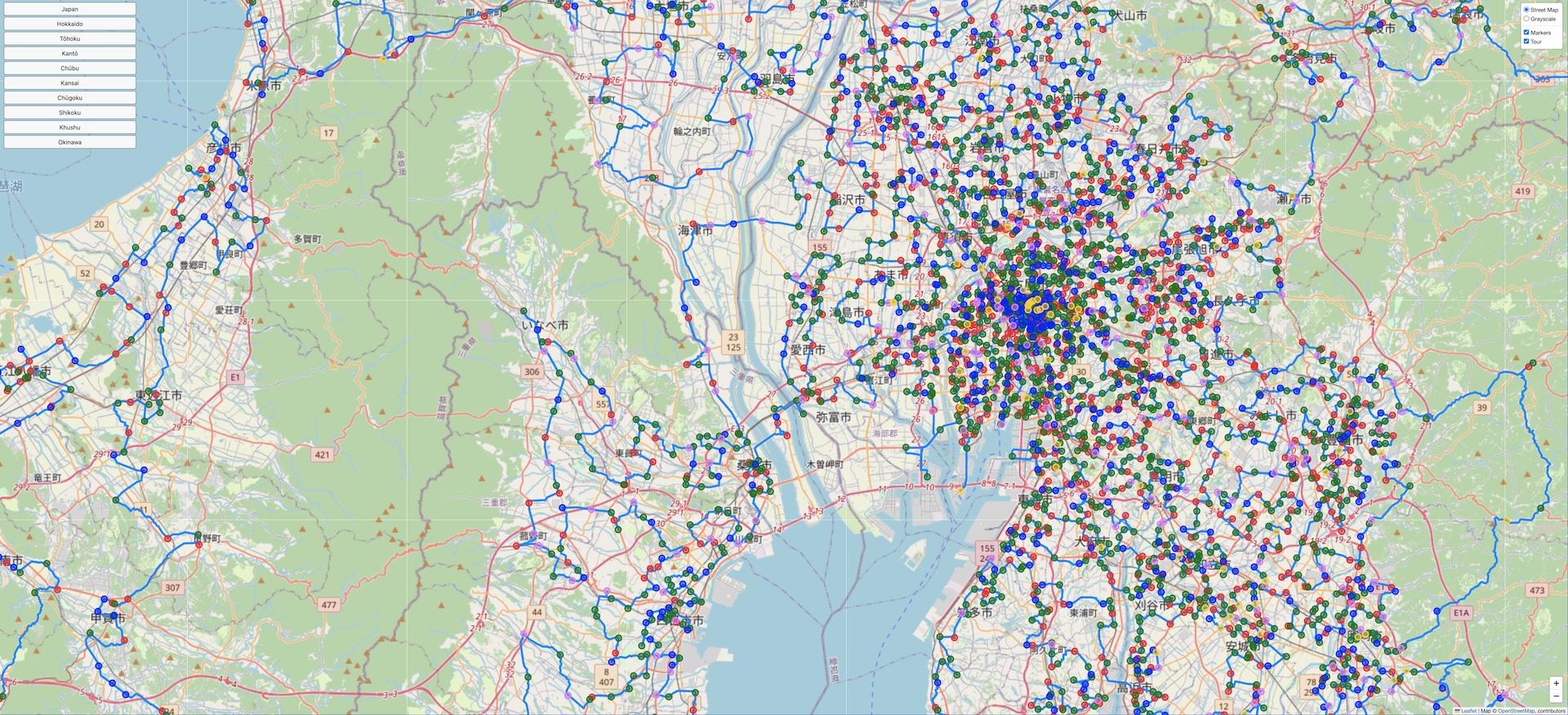 Screenshot of konbini map