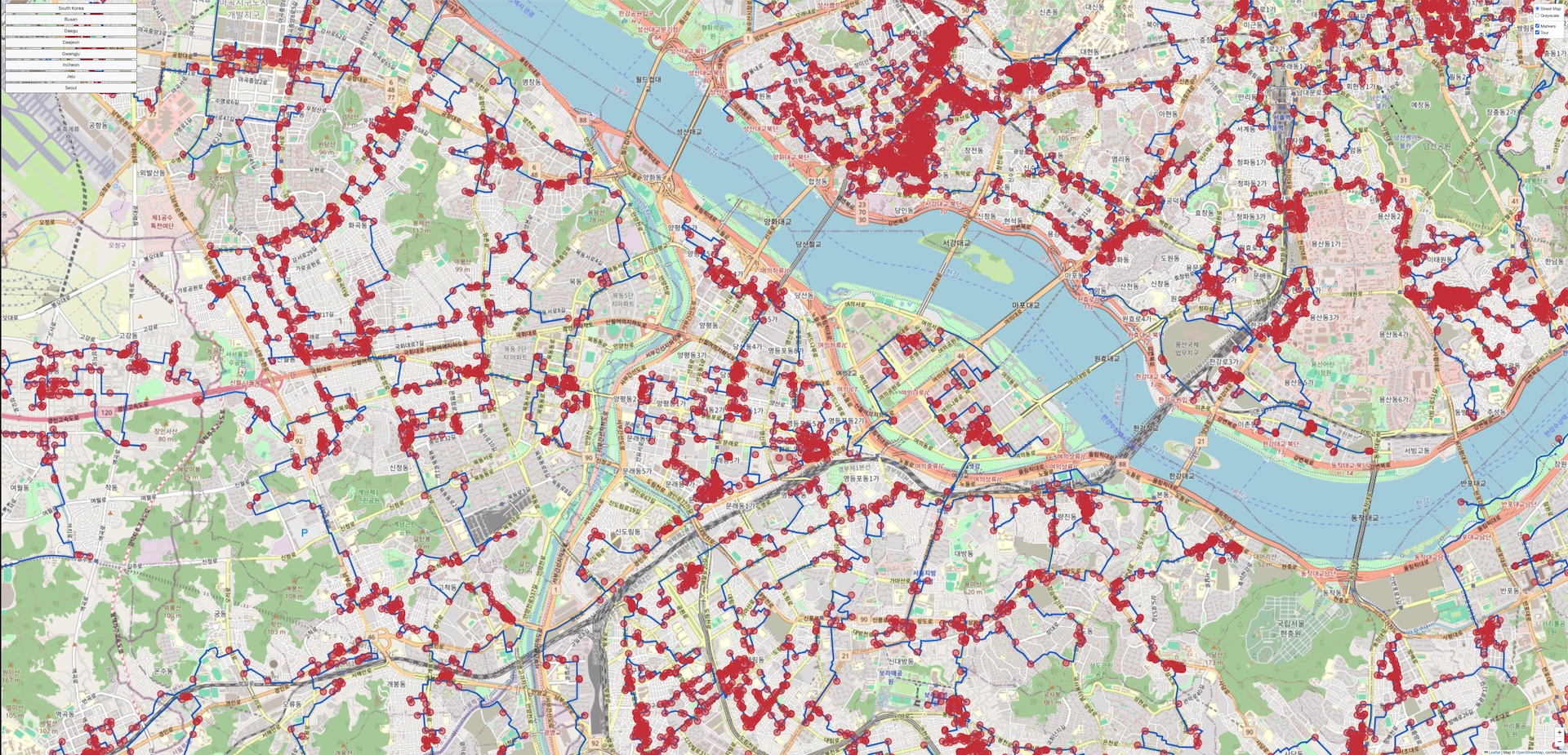 Screenshot of the interactive map