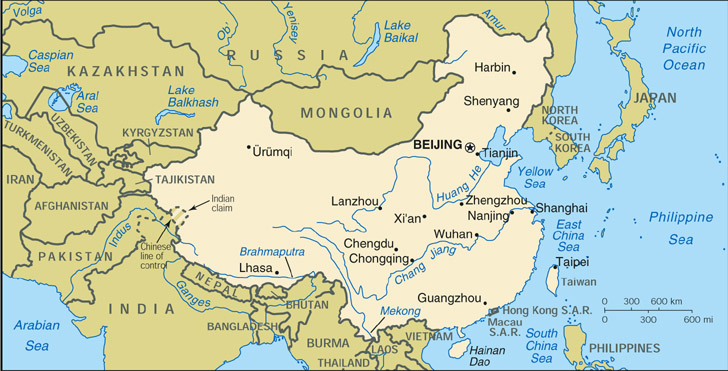 CIA World Map of China