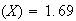 $(X)=1.69$