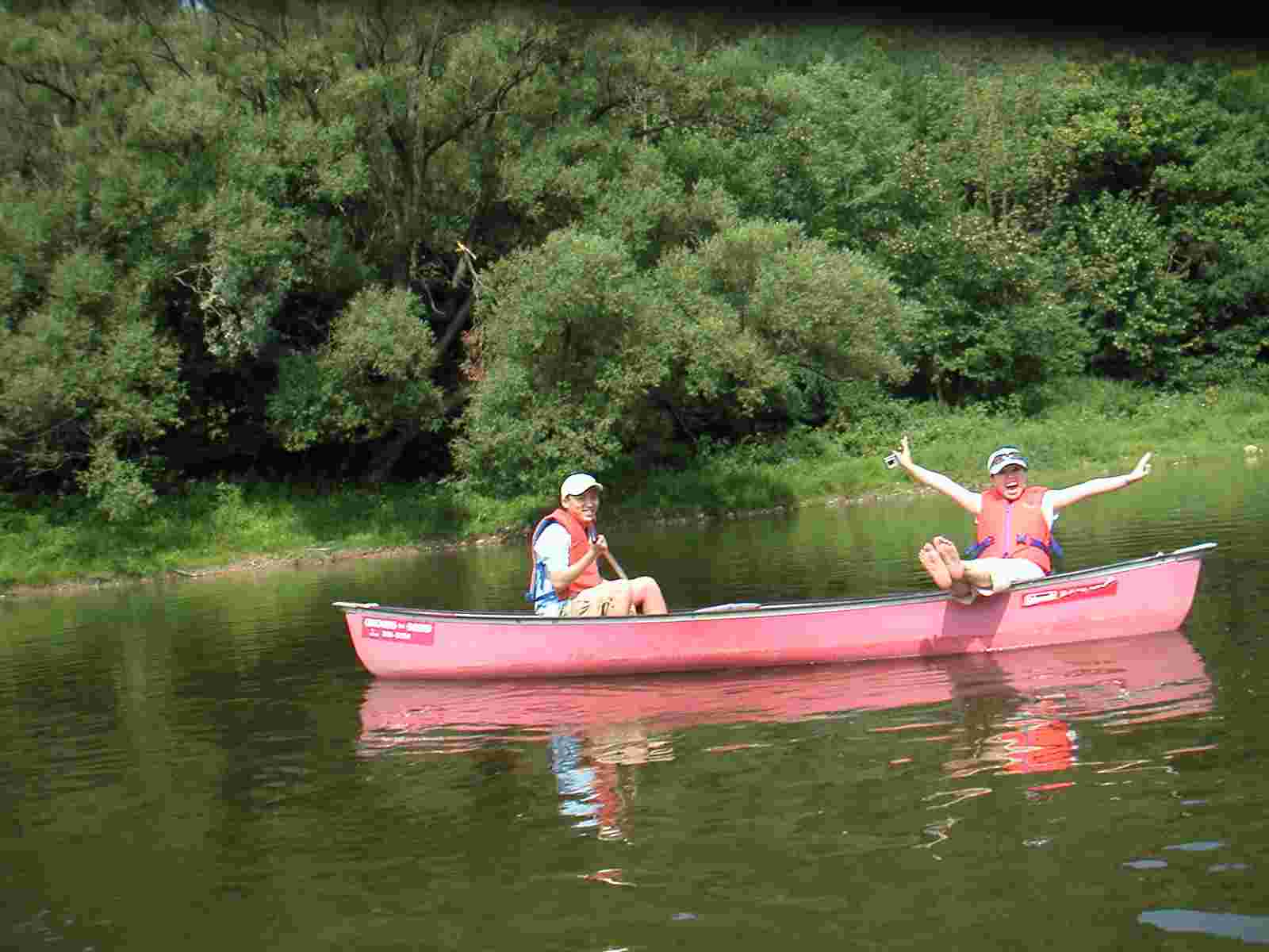 Charlie and Zhengzheng, canoing