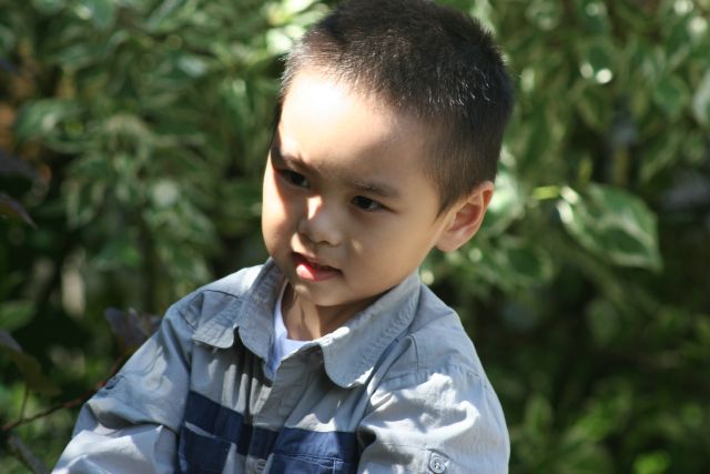 Victor watering our garden