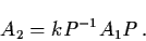 \begin{displaymath}A_{2} = k P^{-1} A_{1} P \, .
\end{displaymath}