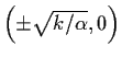 $\left( \pm \sqrt{k/\alpha}, 0
\right)$